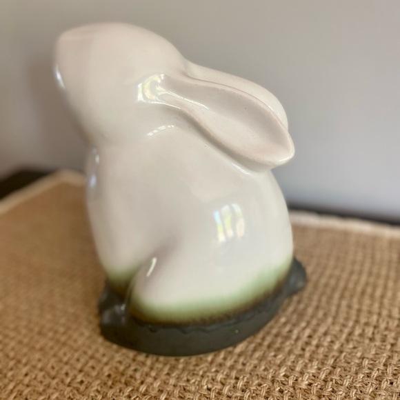 LARGE RARE VINTAGE ART DECO GLAZED PORCELAIN BUNNY RABIT STATUE SCULPTURE - Picture 4 of 8